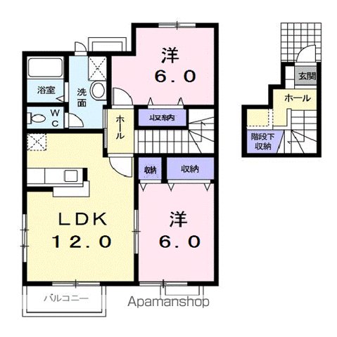 リヴィエールB(2LDK/2階)の間取り写真