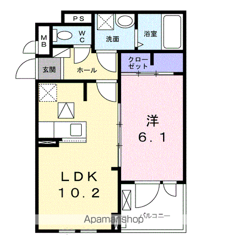 フォレスト光明池(1LDK/1階)の間取り写真