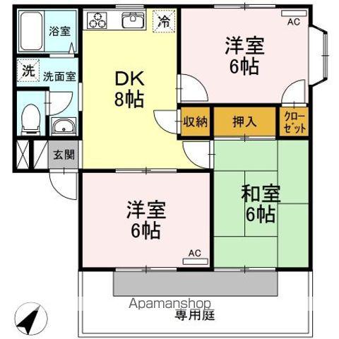 フォブール福岡(3DK/1階)の間取り写真