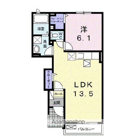 ベスト ナウ ハウスC(1LDK/1階)の間取り写真