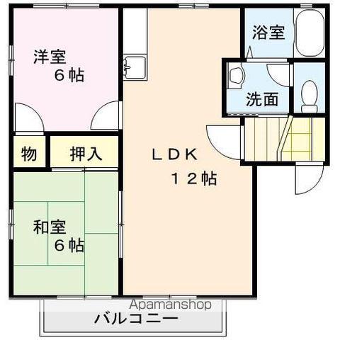 フローラルハイツA棟(2LDK/2階)の間取り写真