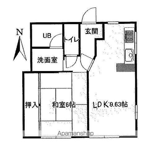 カーサ・デ・ウィステリア(1LDK/2階)の間取り写真