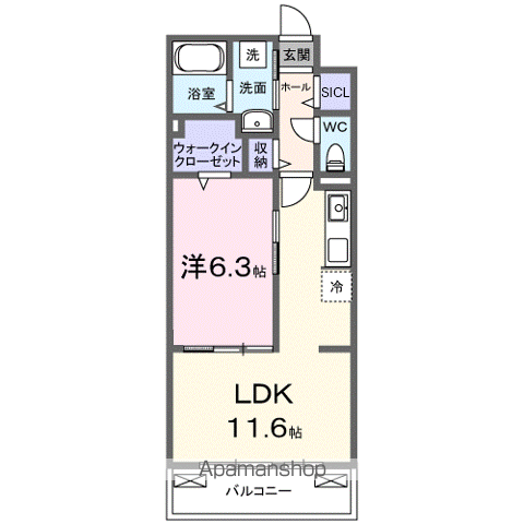 フルール近江(1LDK/2階)の間取り写真