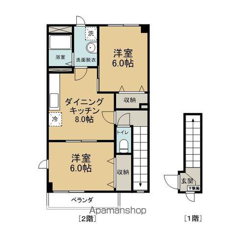 BETTER Я 浪館(2DK/2階)の間取り写真