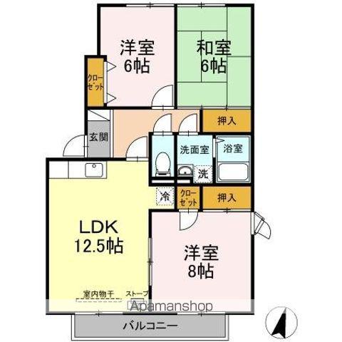 メイユールヤマタケE(3LDK/1階)の間取り写真