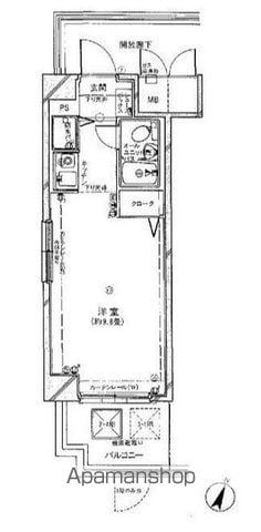 メイツ伊勢佐木長者町(ワンルーム/2階)の間取り写真