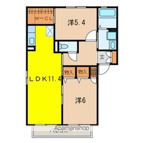 ランヴェールB棟(2SLDK/2階)の間取り写真