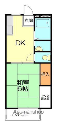 キャッスルⅠ(1DK/1階)の間取り写真