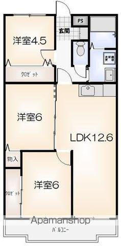 東洋ハイツP-Ⅱ(3LDK/2階)の間取り写真