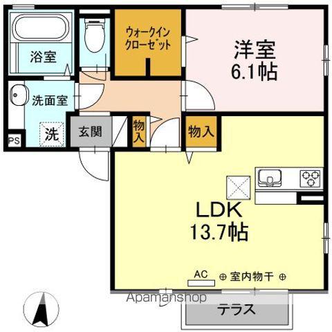 コティM B(1LDK/1階)の間取り写真