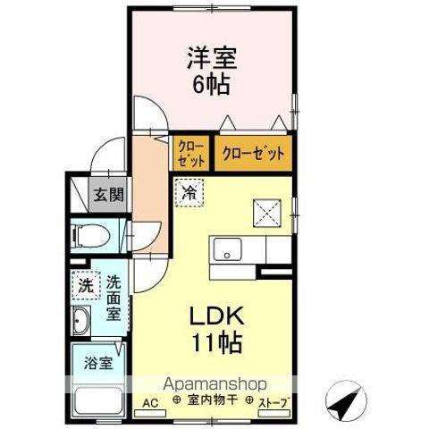 グランテールⅡ(1LDK/1階)の間取り写真