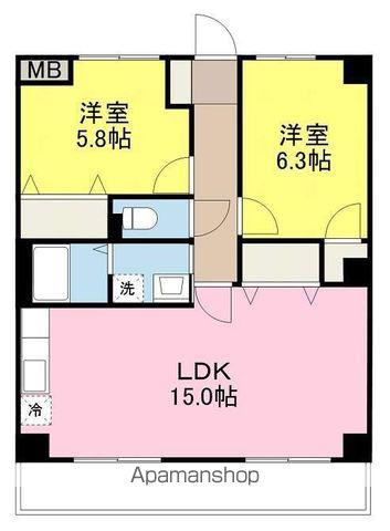 フィネス幸(2LDK/3階)の間取り写真