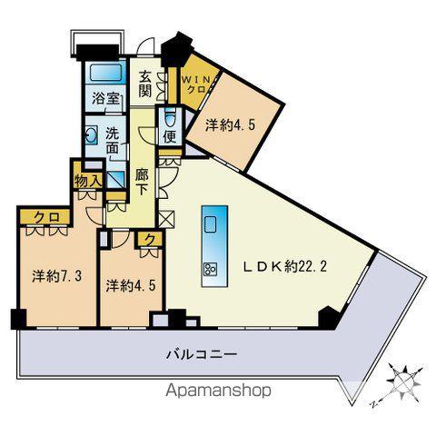 ザ・パークハウス福岡タワーズイースト(3LDK/3階)の間取り写真