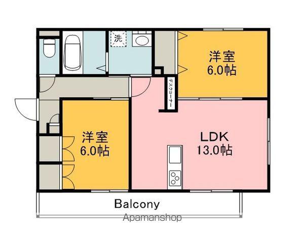 ヘーベルメゾン府中本町(2LDK/1階)の間取り写真