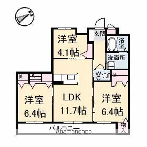 グランマスト多治米 B棟(3LDK/2階)の間取り写真