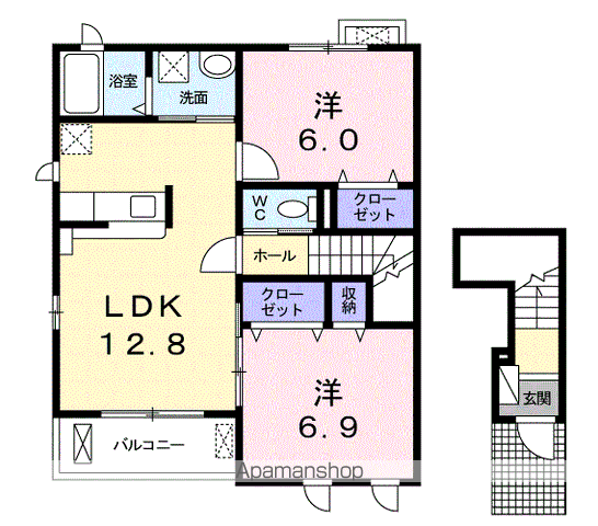 シュウェットメゾン(2LDK/2階)の間取り写真