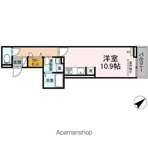 D-ROOM沖野上Ⅱ(ワンルーム/2階)の間取り写真