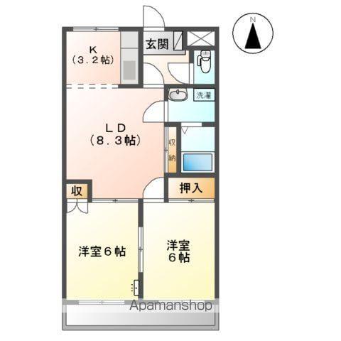 レジデンス花水木(2LDK/1階)の間取り写真