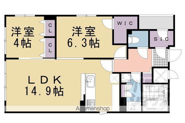STANDZ四条西洞院(2LDK/5階)の間取り写真