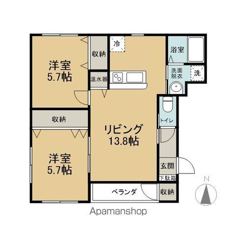 アビタ奥野A(2LDK/1階)の間取り写真