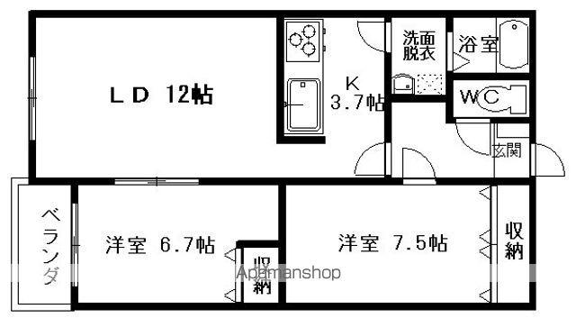 ラセマーナ(2LDK/1階)の間取り写真