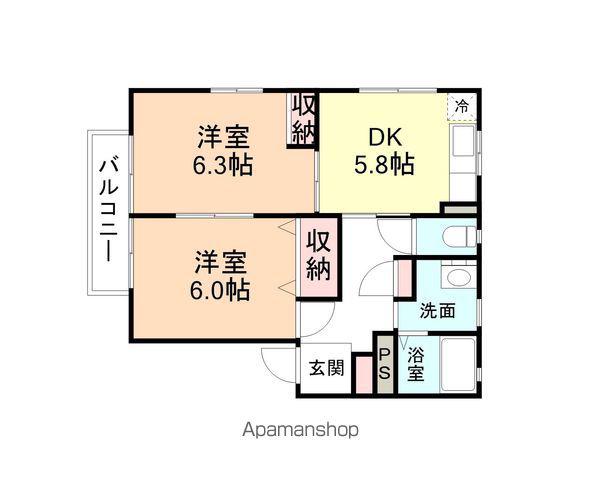 ディアス窪A(2DK/2階)の間取り写真