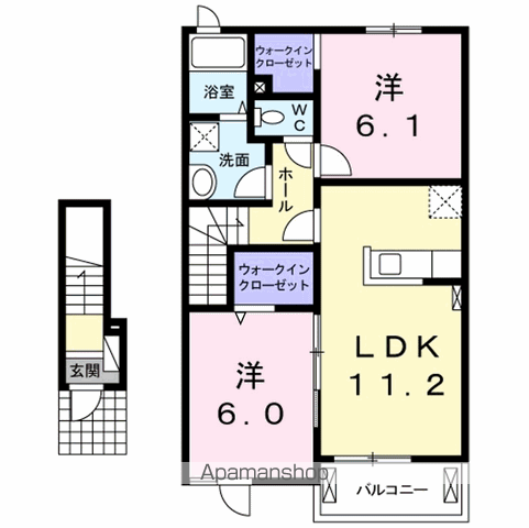 グラン フルール2(2LDK/2階)の間取り写真