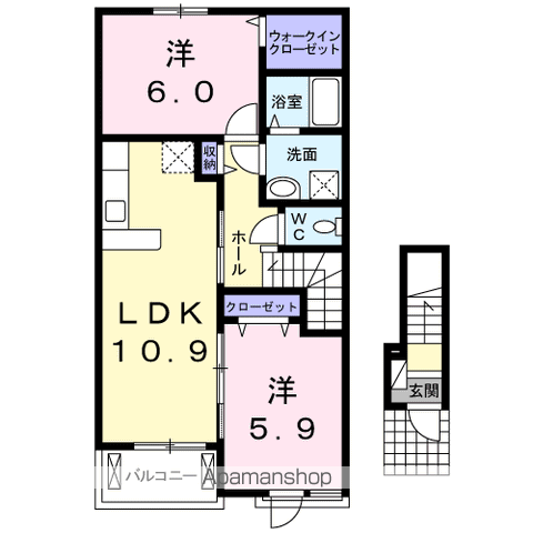 ファミールFUL FUL B(2LDK/2階)の間取り写真