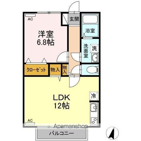 メロディ ハイム(1LDK/2階)の間取り写真