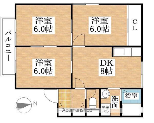 ハイツ花菱Ⅱ(3DK/1階)の間取り写真