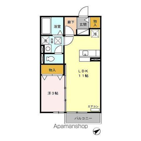 タウンコートくろい駅東 3(1LDK/1階)の間取り写真
