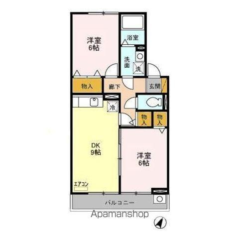 フローラルコート(2DK/2階)の間取り写真