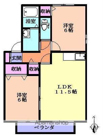 グリーンゲーブルⅢ(2LDK/2階)の間取り写真