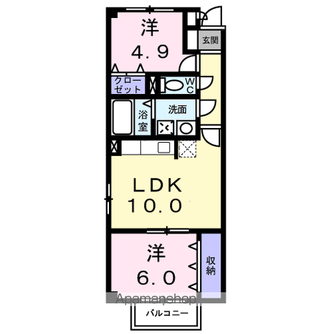 グラン リオ(2LDK/2階)の間取り写真