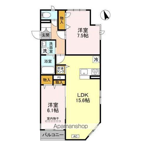 ピラタス ⅩIII(2LDK/2階)の間取り写真