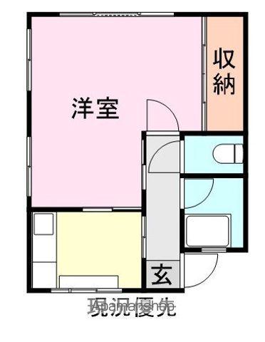 オクモトアパート(1K/3階)の間取り写真