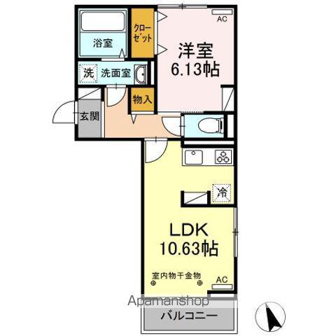 エスポワール合川 B棟(1LDK/2階)の間取り写真
