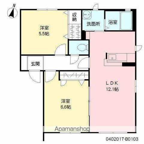 パルハイツB(2LDK/1階)の間取り写真