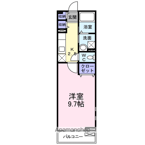 カーサ高陽(1K/2階)の間取り写真