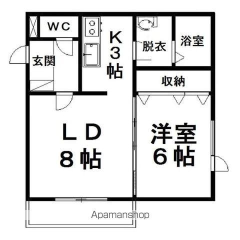モダンラピュタ(1LDK/2階)の間取り写真