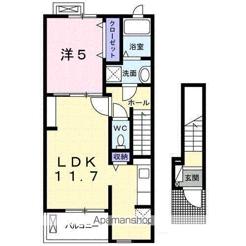 HJ レジデンスⅡ(1LDK/2階)の間取り写真