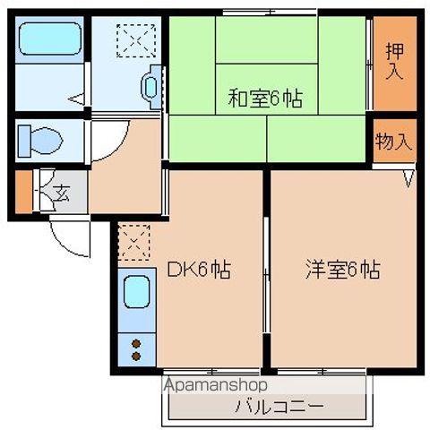 ボヌール荒井Ⅱ(2DK/2階)の間取り写真
