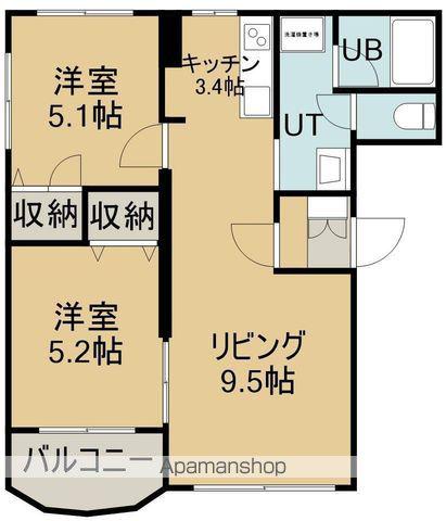 リヴェラルガーデン壱番館(2LDK/2階)の間取り写真