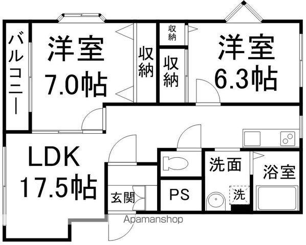 イーストヒルズ115(2LDK/4階)の間取り写真