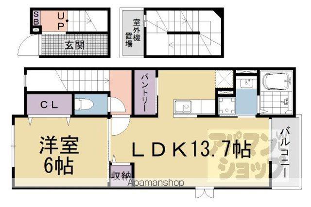 アクアビュー石山(1LDK/3階)の間取り写真