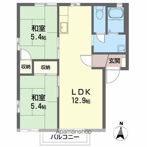 ヤマトハイツⅡB(2LDK/2階)の間取り写真