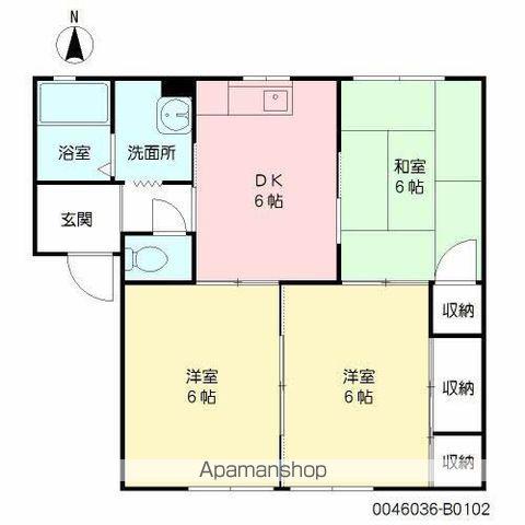 モダニティ八分字B棟(3DK/1階)の間取り写真