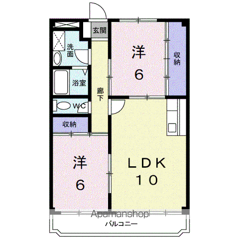 オークヒル本田(2LDK/2階)の間取り写真