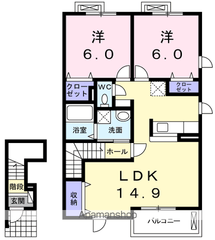 リスティ ストロイエ Ⅰ棟(2LDK/2階)の間取り写真