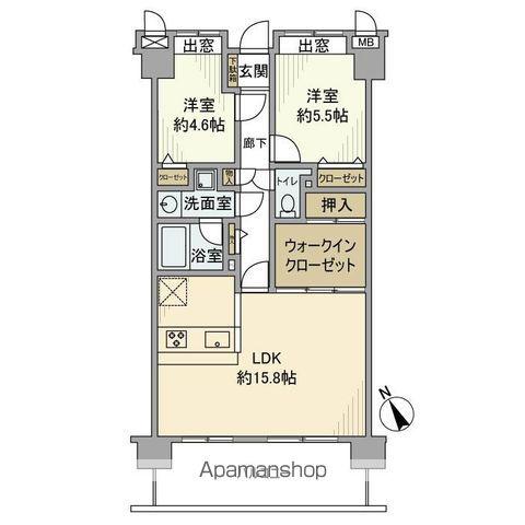 ダイアパレス青梅新町Ⅱ(2LDK/4階)の間取り写真